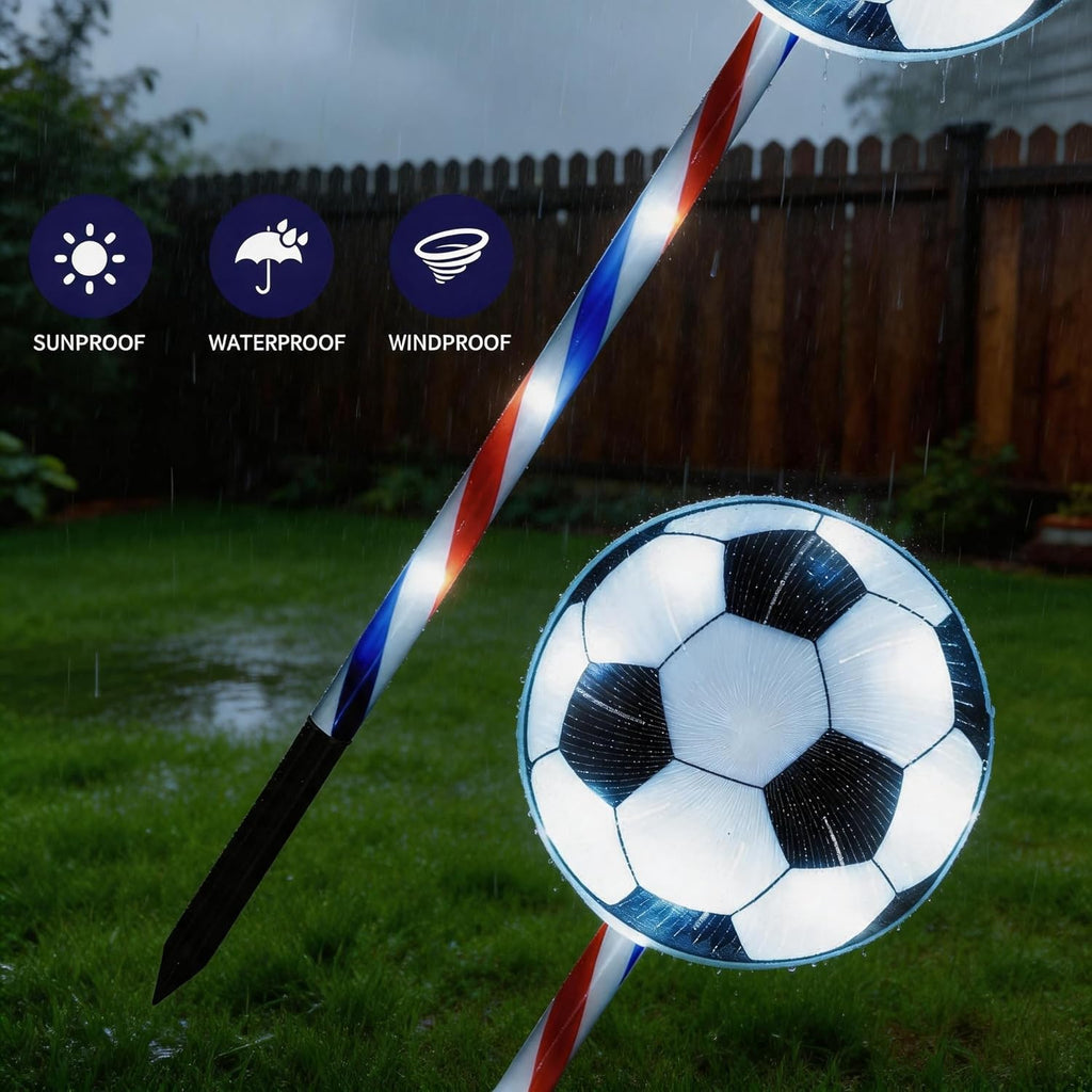 5 Pack Soccer Solar Pathway Lights Outdoor Waterproof LED Stake Lights with Striped Poles For Yard Garden Decor