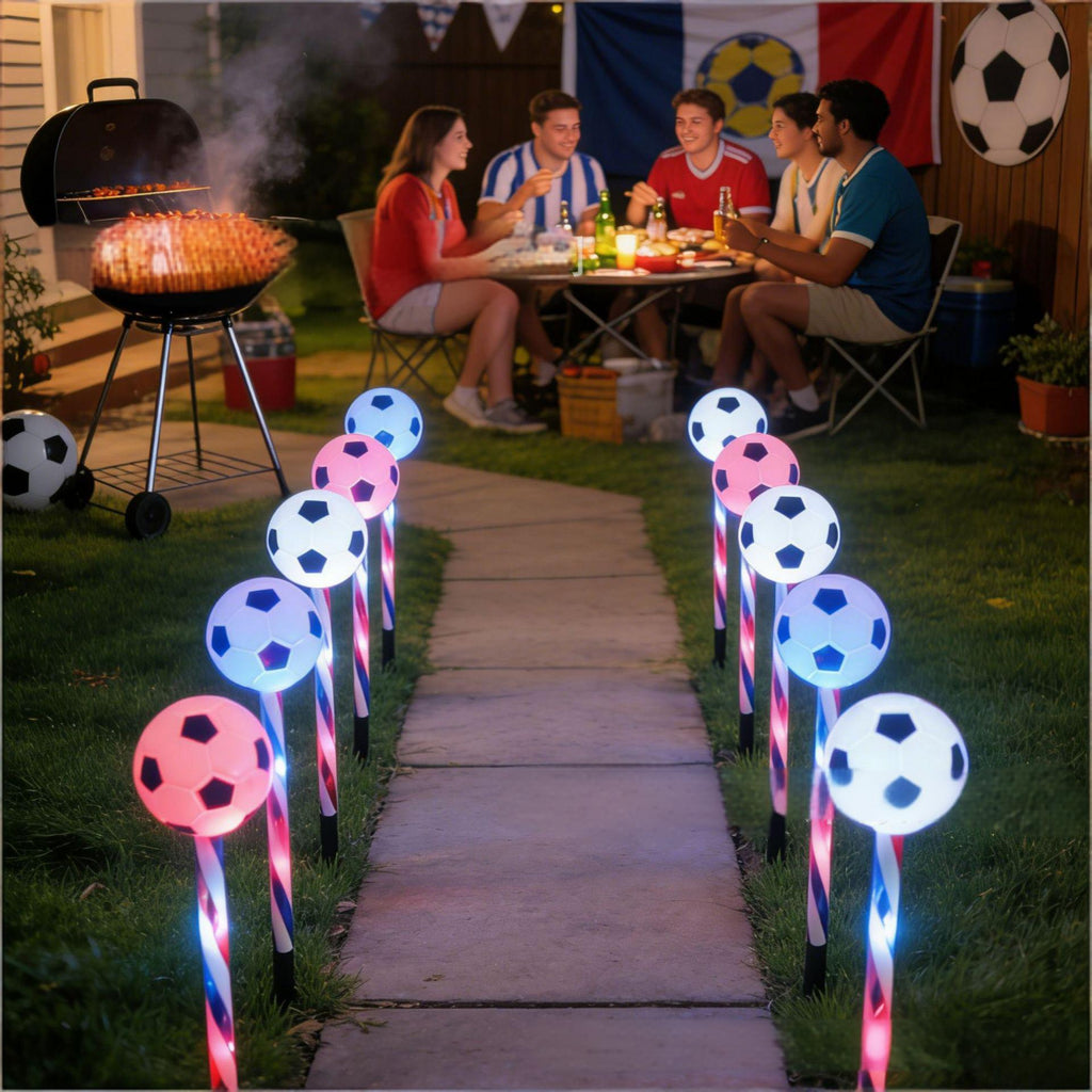 5 Pack Soccer Solar Pathway Lights Outdoor Waterproof LED Stake Lights with Striped Poles For Yard Garden Decor