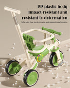 5-in-1 Toddler Tricycle with Music and Light Baby Stroller with Detachable Push Handle