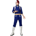 Adult Todoroki Shoto Costume Hero School Uniform Blue Jumpsuit Vest and Belt Full Set