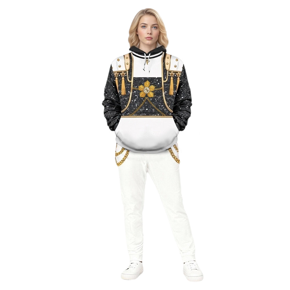 Golden Hoodie and Pants Outfit Pop Star Performance Set Everyday Casual Streetwear