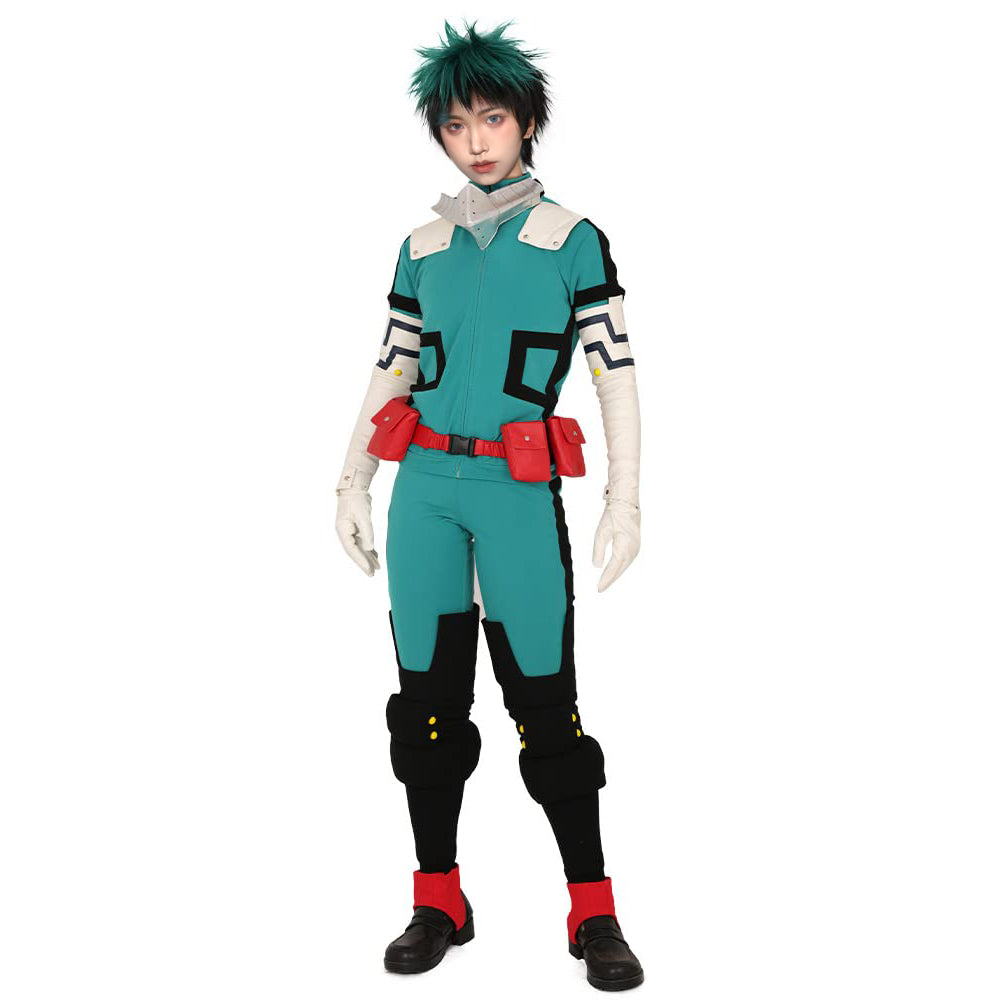 Adult Deku Cosplay Costume Izuku Midoriya Green Combat Suit with Accessories for Halloween Party
