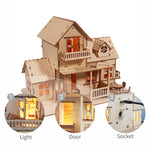 3D Wooden Puzzle Set Music Box with Light DIY Craft Kit Holiday Gifts