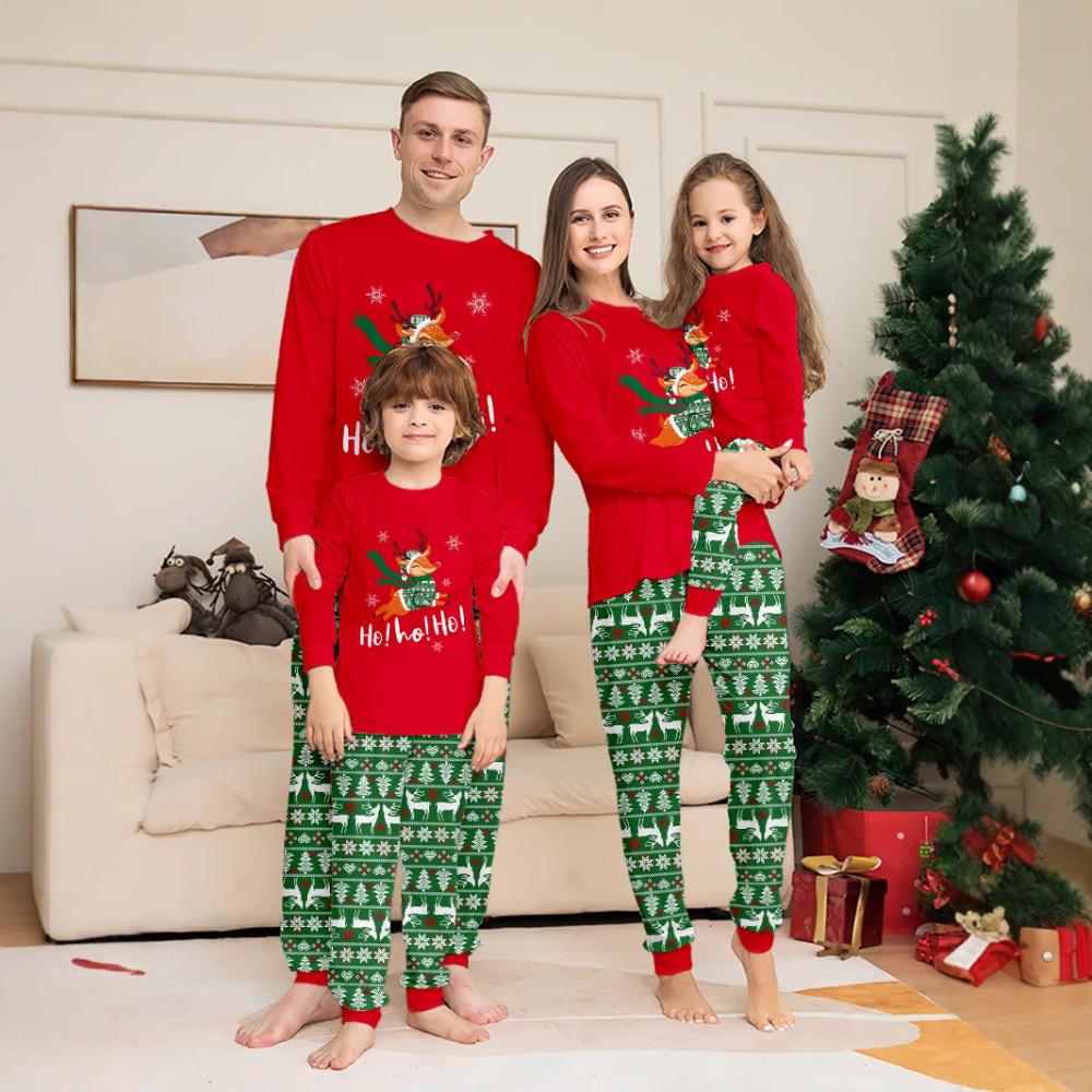 Family Christmas Pajamas Red Tops Pants Xmas Jammies for Kids Adults