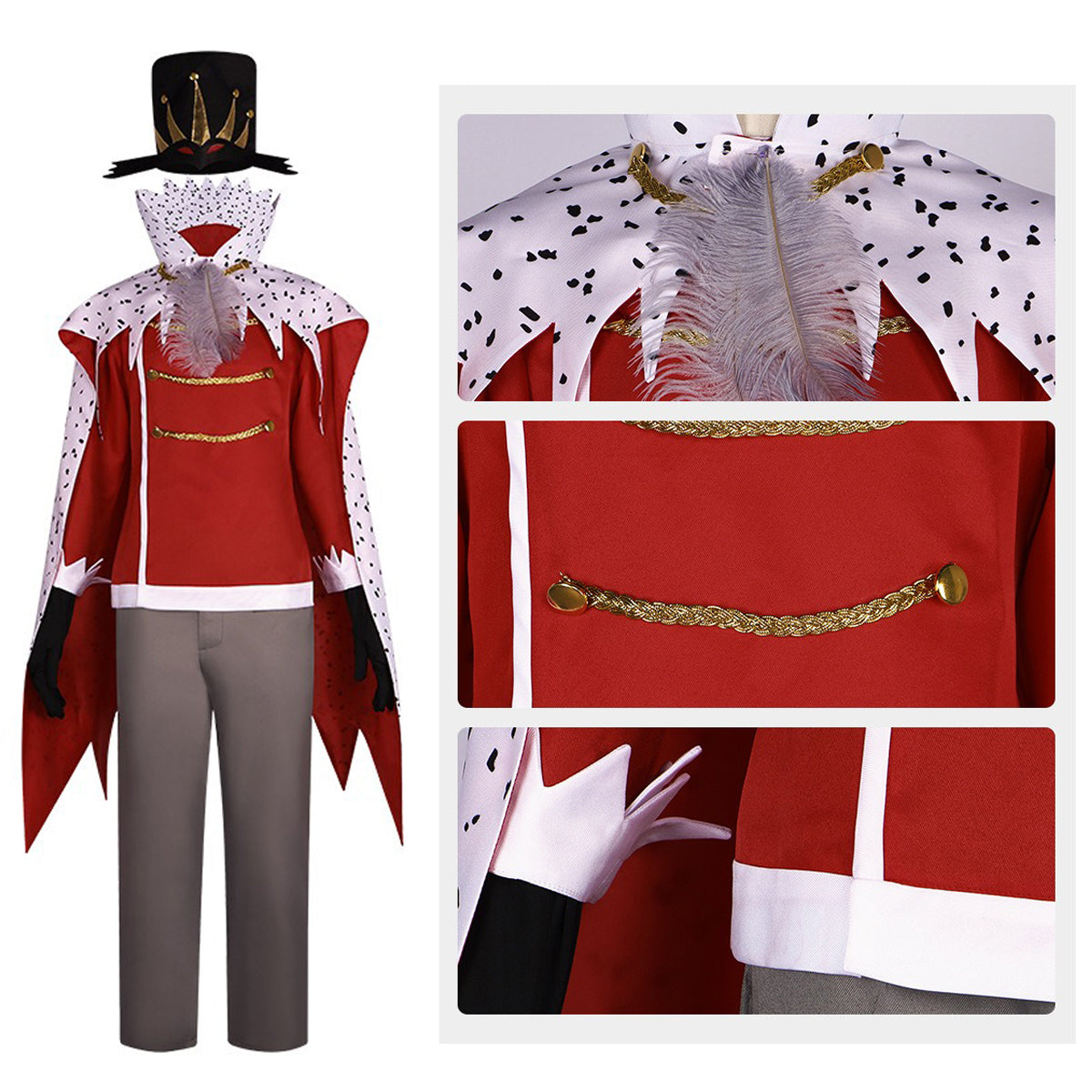 Adult Prince Stolas Costume Red Goetia Prince Cosplay Outfit Tops Pants Cloak and Accessories Full Set