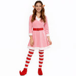 Women ELf Costume Jovie The Elf Christmas Dress Fairy Ears and Leggings Full Set