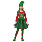 Elf Costume Cute Xmas Dress Hat Socks and Shoes 4pcs Suit Christmas Outfit for Kids Adults