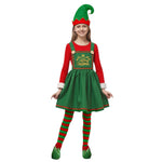 Elf Costume Cute Xmas Dress Hat Socks and Shoes 4pcs Suit Christmas Outfit for Kids Adults