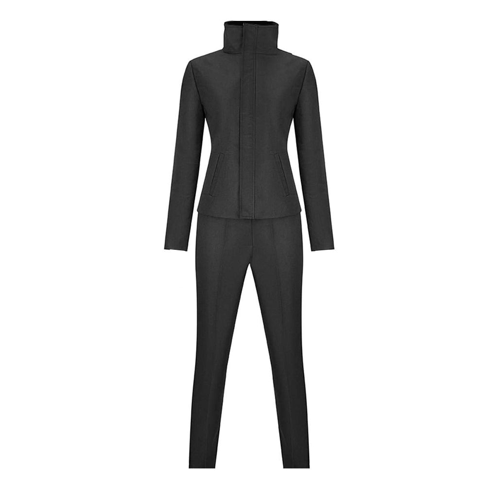 Adult Satoru Outfit Black Tops Pants with Wig Blinder and Glasses for Cosplay Party