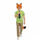 Nick Costume Fox Green Shirt Wig Tail and Headband Full Set for Cosplay Party