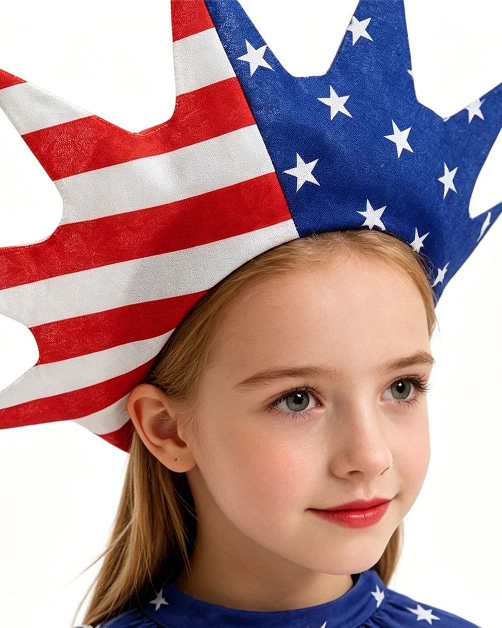 Girls 4th of July Blue Dress Sash and Headband Full Set for Independence Day Parades