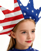 Girls 4th of July Blue Dress Sash and Headband Full Set for Independence Day Parades