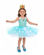 Light Up Princess Dress Pink Peach Tulle Tutu Dress with Crown for Birthday Party