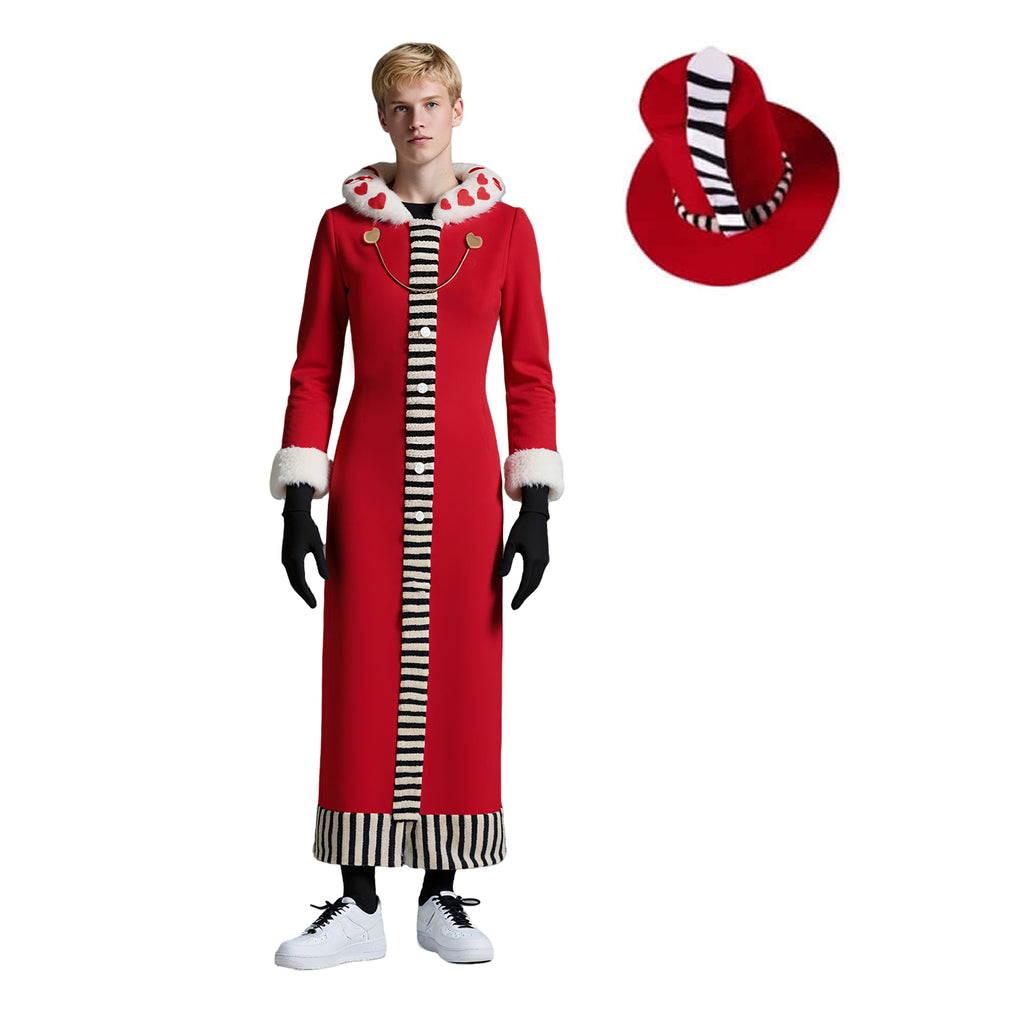 Adult Valentino Costume Fancy Valentino Red Dress Hat and Gloves 3pcs Suit Halloween Cosplay Outfit
