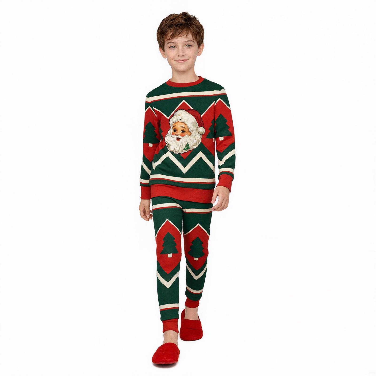 Kids Christmas Sweatshirt Boys Girls Long Sleeve Xmas Pullover Shirt and Pants Set for 4-8 years