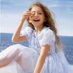 Girls Mermaid Sequin Dress Princess Tulle Party Costume Ball Gown Dress with Cape 2pcs Suit