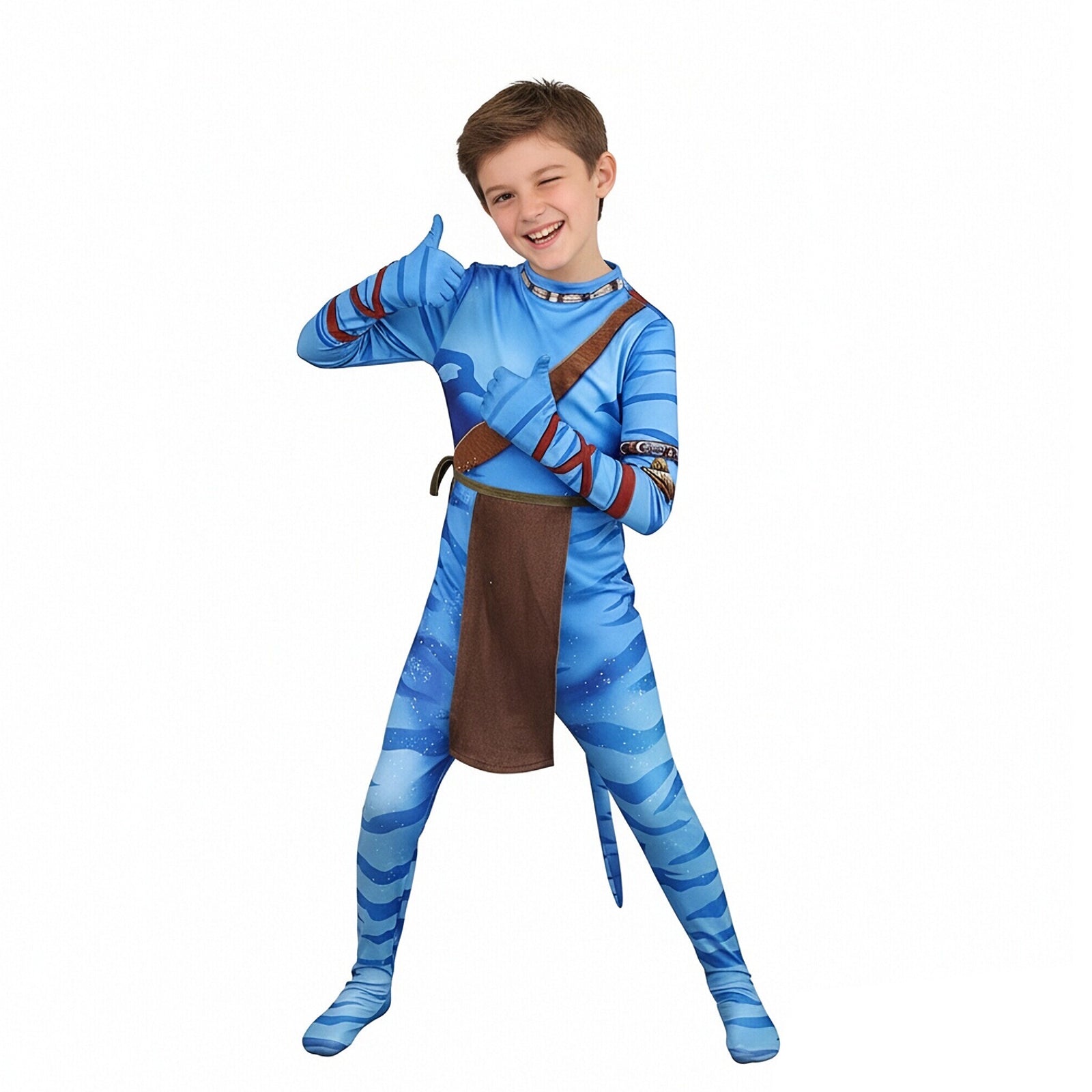 Jake Sully Cosplay Outfit Blue/Brown Full Zentai Bodysuit Na'vi Costume