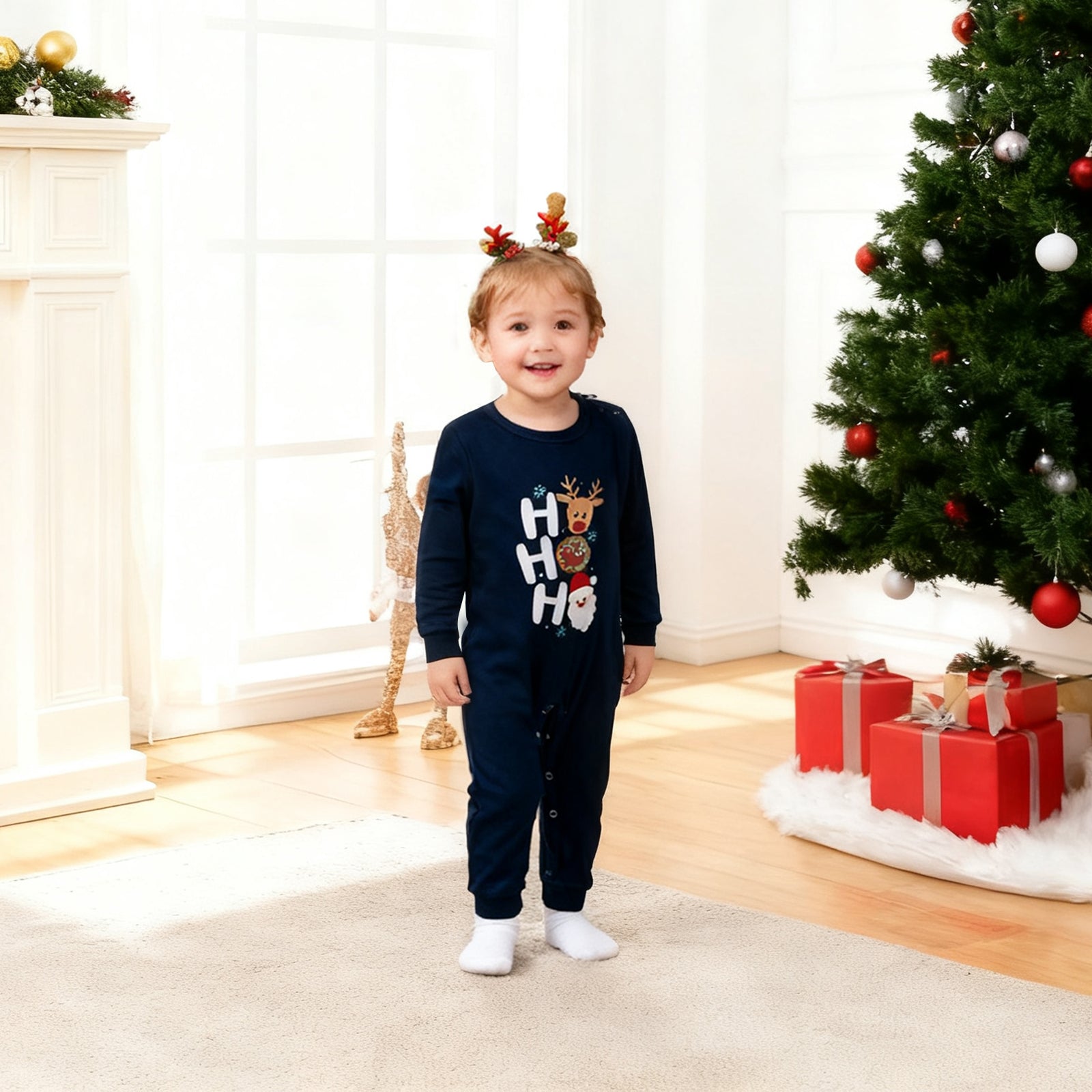 Family Matching Pajamas Set Christmas Navy Plaid Sleepwear for the Whole Family