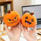 5pcs Halloween Plush 3.94'' Pumpkin Keychain Soft Stuffed Bag Charm Pendant with Funny Facial Expressions