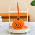 5pcs Halloween Plush 3.94'' Pumpkin Keychain Soft Stuffed Bag Charm Pendant with Funny Facial Expressions