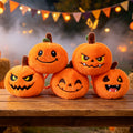 5pcs Halloween Plush 3.94'' Pumpkin Keychain Soft Stuffed Bag Charm Pendant with Funny Facial Expressions