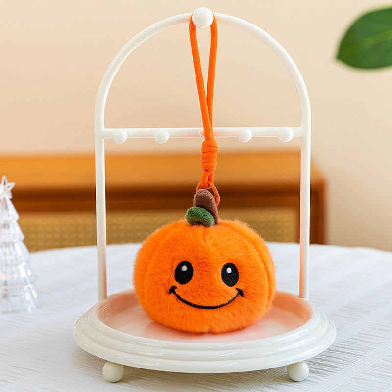 5pcs Halloween Plush 3.94'' Pumpkin Keychain Soft Stuffed Bag Charm Pendant with Funny Facial Expressions