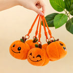 5pcs Halloween Plush 3.94'' Pumpkin Keychain Soft Stuffed Bag Charm Pendant with Funny Facial Expressions
