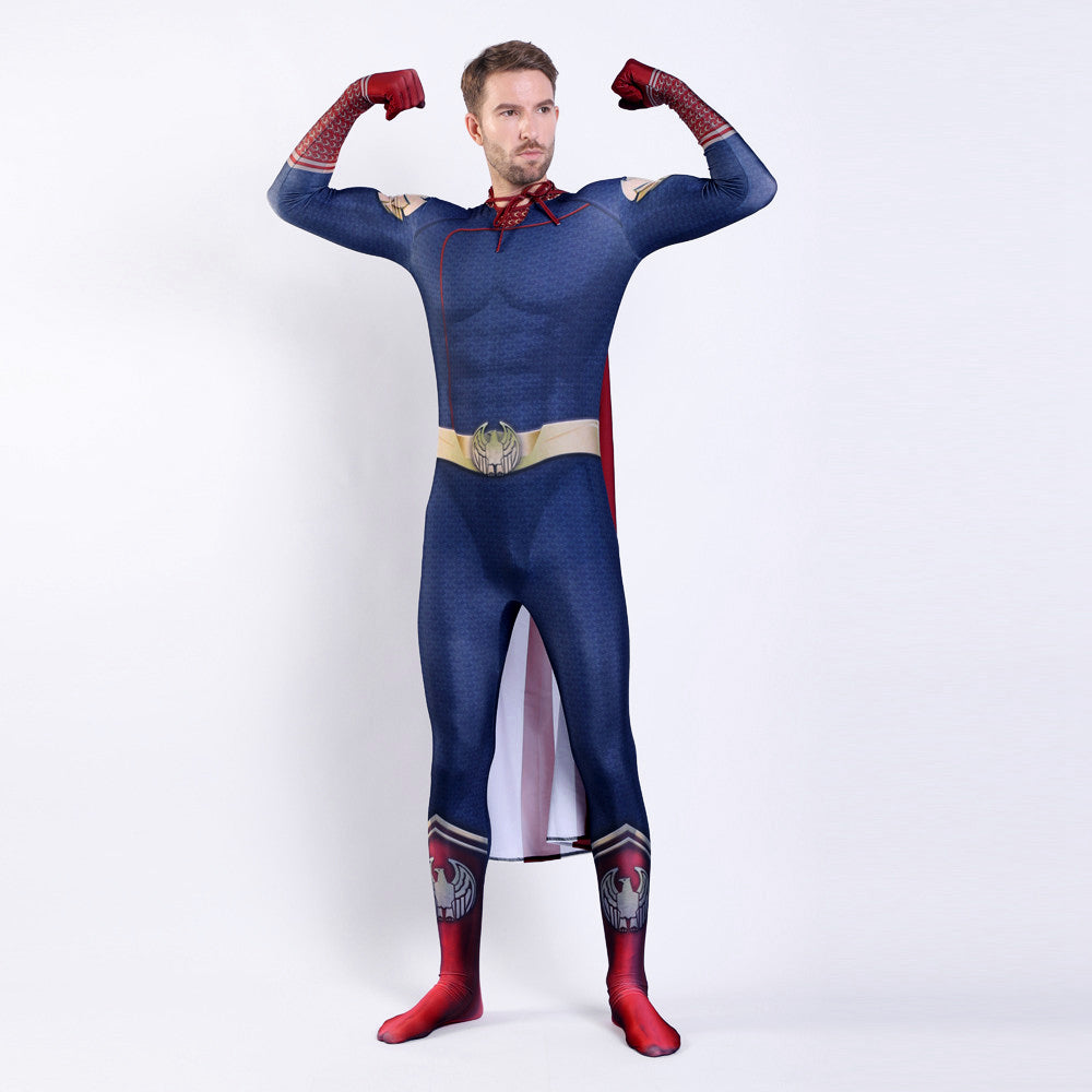 Adult Homelander Costume The Boys Home Lander Battle Suit with Cape for Halloween Cosplay