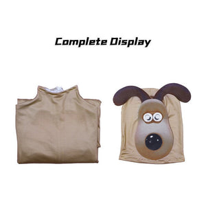 Kids Gromit Cosplay Costume The Brown Dog Jumpsuit and Helmet 2pcs Outfit for Dress Up Party