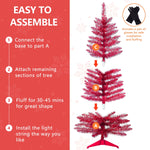4ft Pink Christmas Tree Table Mini Artificial Tree with 50 Lights Sturdy Stand