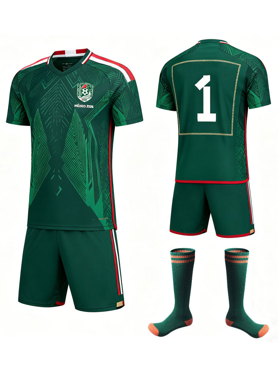 Mexico Soccer Uniform Jersey Shirts Socks and National Duffel Bag Complete Training Kit for Soccer Players