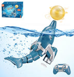 2.4G Waterproof RC Dolphin With Spinning Ball Double Propeller Tail Swing Dolphin Water Toys