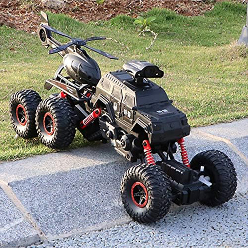 Six-wheel RC Off-road Truck 1/14 Electric Climbing Vehicle With Removable Helicopter For Kids