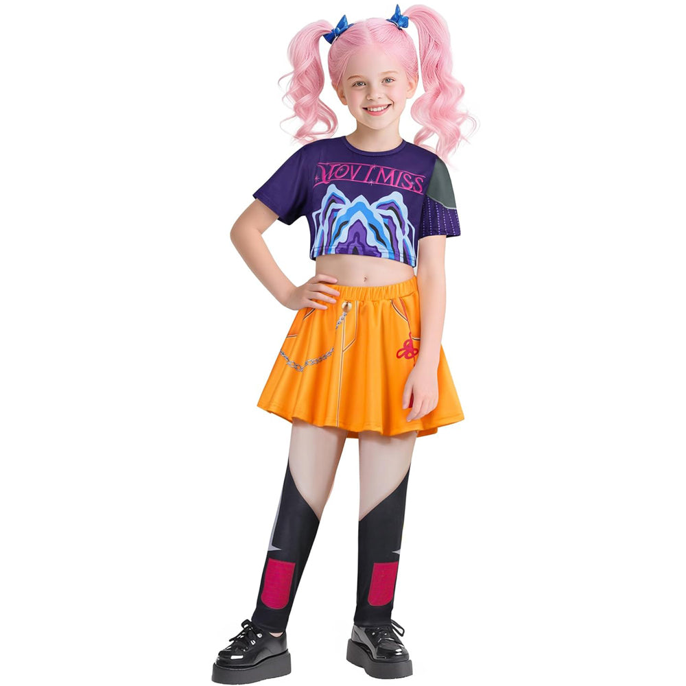 Girls Cosplay Outfit Pop Star T-shirt Leggings 3pcs Outift for Halloween Party
