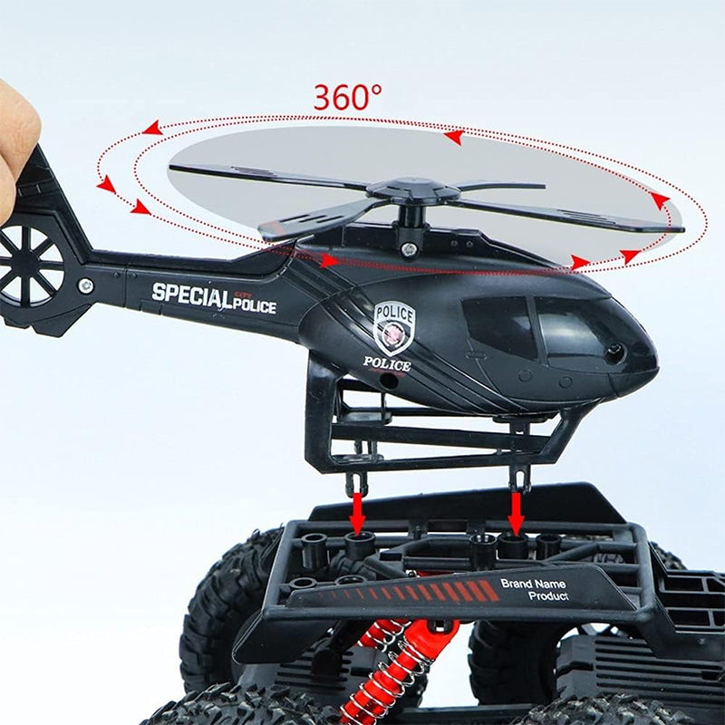 Six-wheel RC Off-road Truck 1/14 Electric Climbing Vehicle With Removable Helicopter For Kids