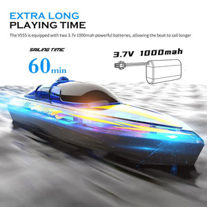 Remote Control Speedboat 15KM/H Waterproof Electric Colorful Boat Water Toy For Kids