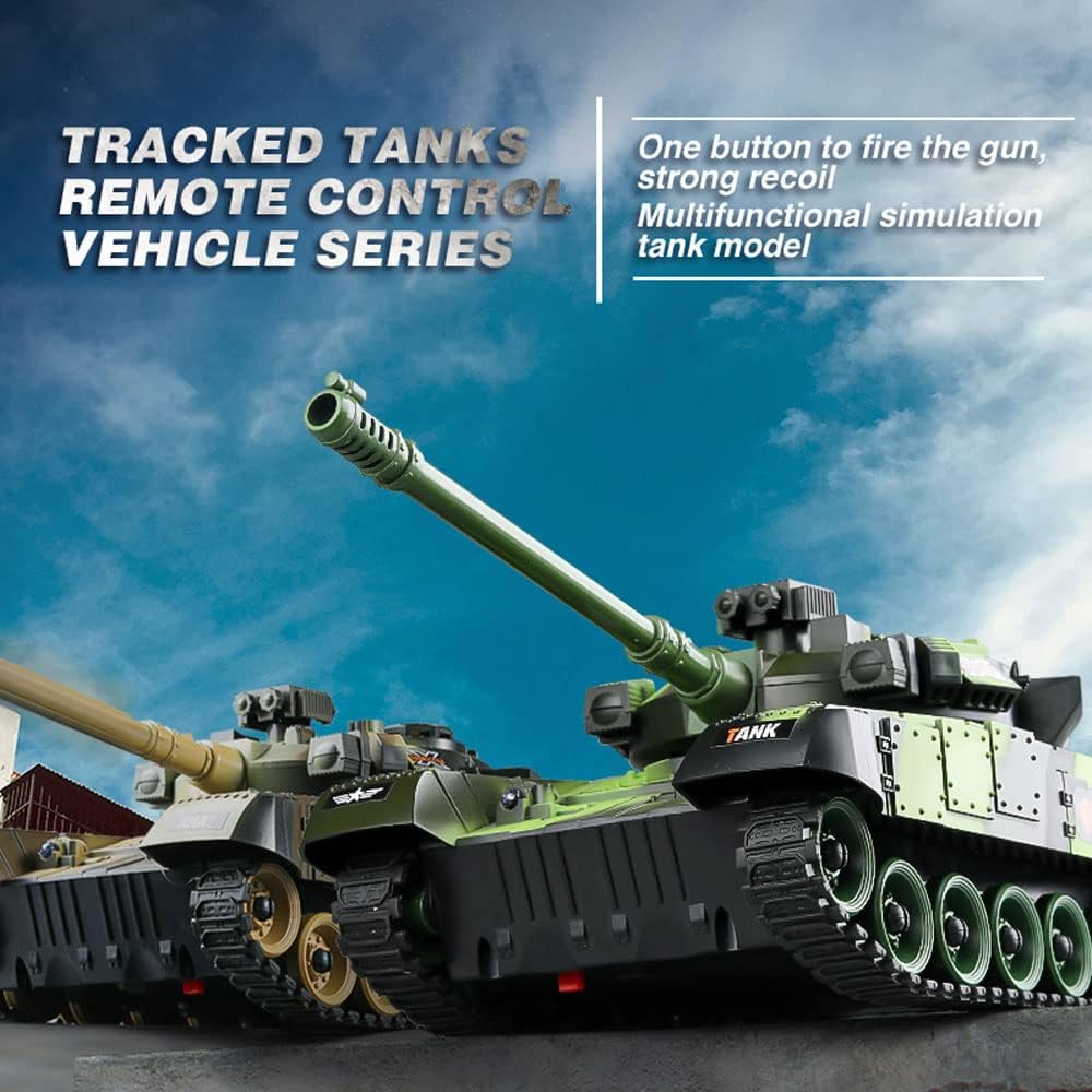 9CH Remote Control Tank 2.4G Tracked Tank 360° Rotating Turret with Light Sound Effects