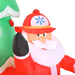 7.5ft Christmas Inflatable Toy with LED Lights Santa Claus Driving a Fire Truck with Tree Outdoor Decoration