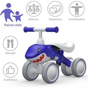 Toddler Balance Bike Shark Bike 4 Wheels No Pedal Ride-on Toys For Boy Girls