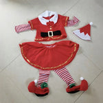 Kids Santa Claus Costumes 5pcs Red Christmas Cosplay Outfit Boys Girls Holiday Suit