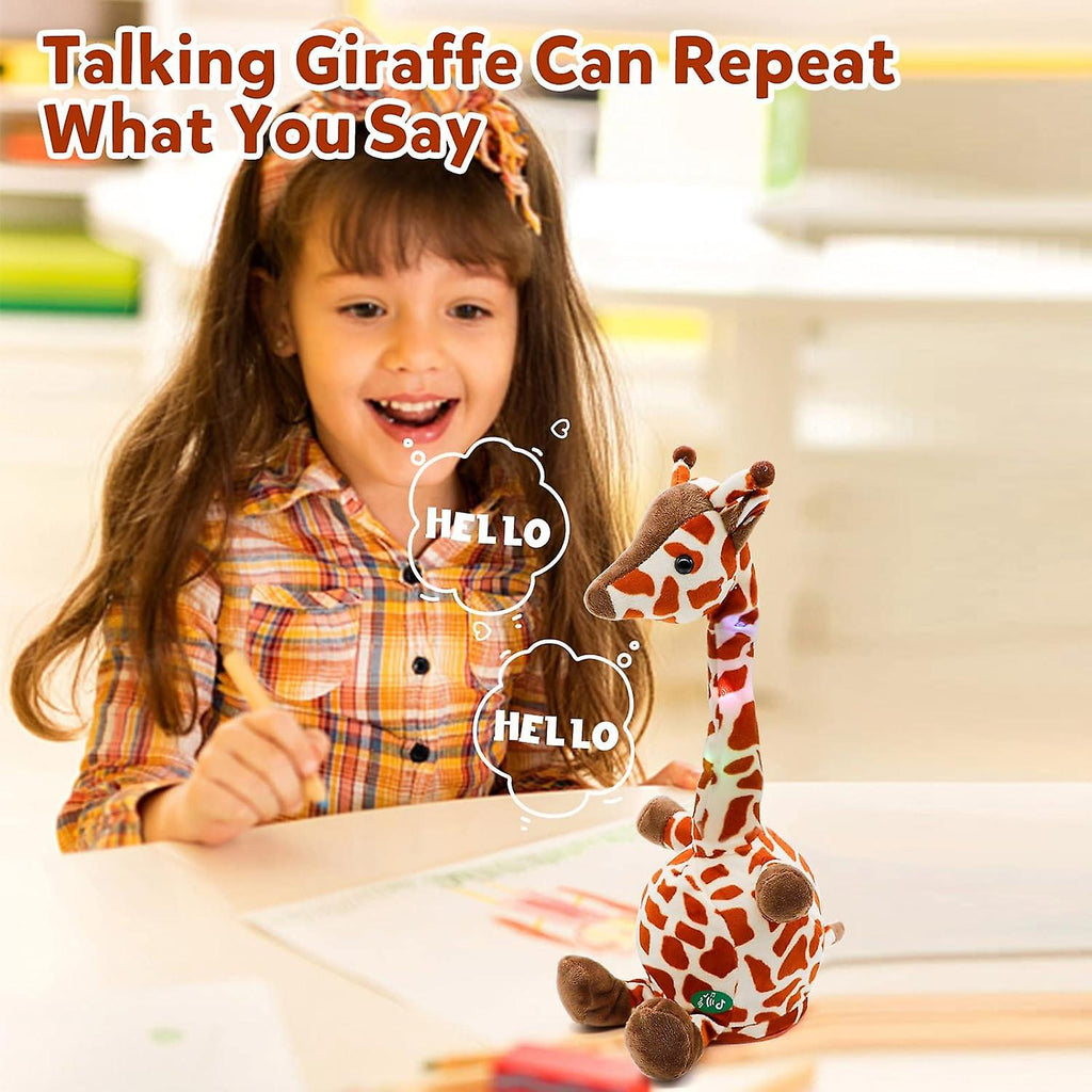 Giraffe Dancing Toys Plush Song Learn To Speak Recording Doll with Colorful Lights
