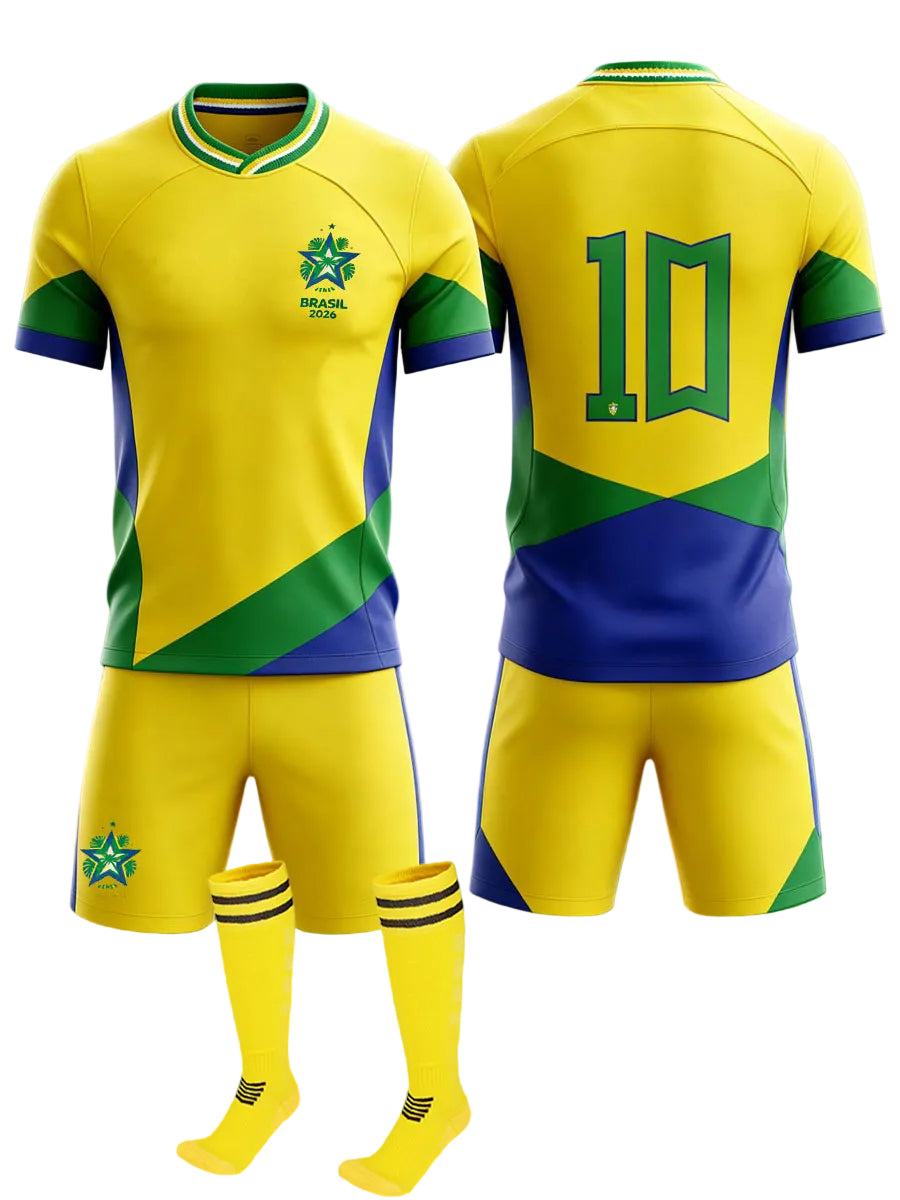 Brazil Soccer Team Jersey Father Son 2026 Football Uniform 3pcs Set for Stadium Cheering Events