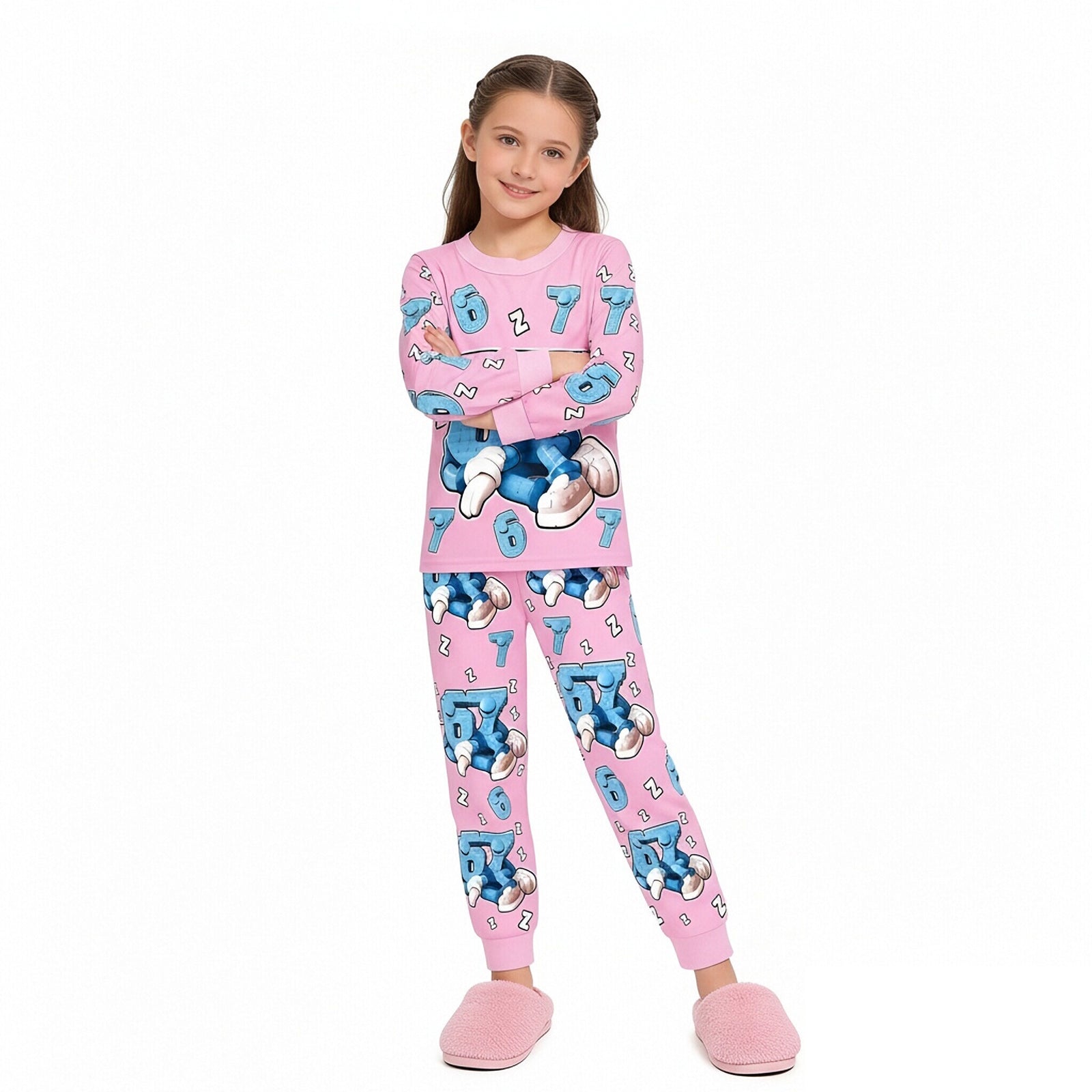 67 in Steal A Brainrot Costume Six-Seven Pajamas Set Long-Sleeve Tops Pants Soft Comfortable Sleepwear for Boys Girls