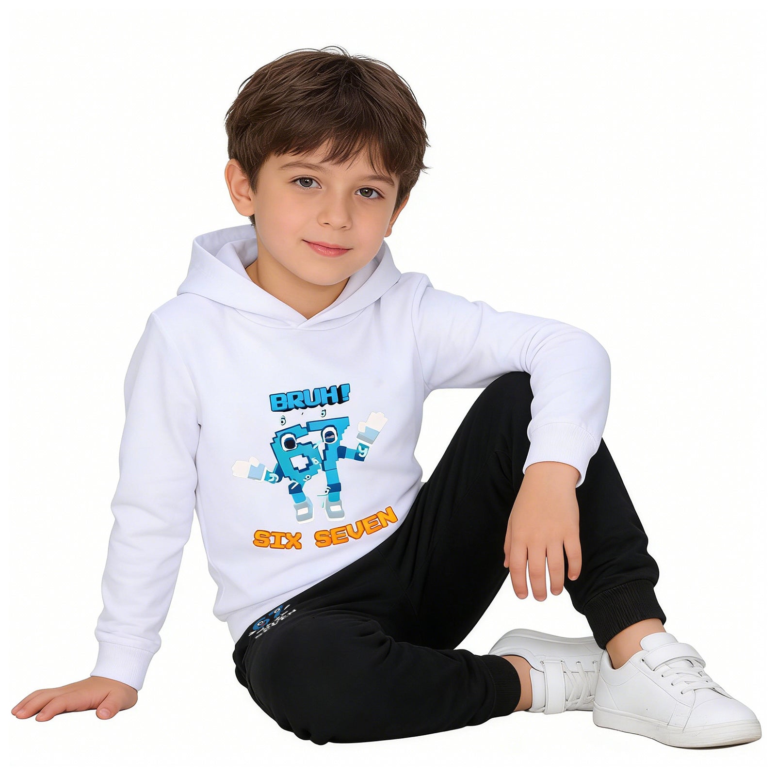 Kids 67 in Steal A Brainrot Costume Cotton Hoodie and Pants Suit Funny Six-Seven Meme Outfit