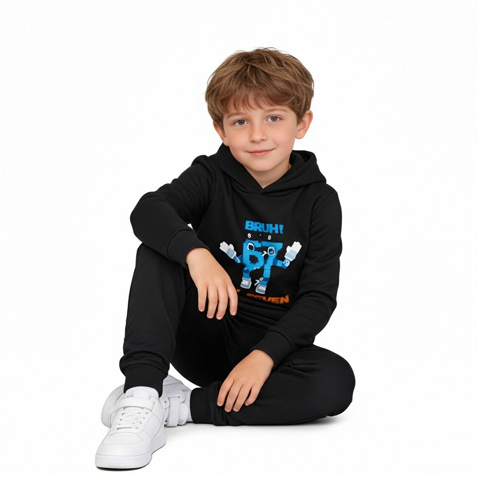 Kids 67 in Steal A Brainrot Costume Cotton Hoodie and Pants Suit Funny Six-Seven Meme Outfit