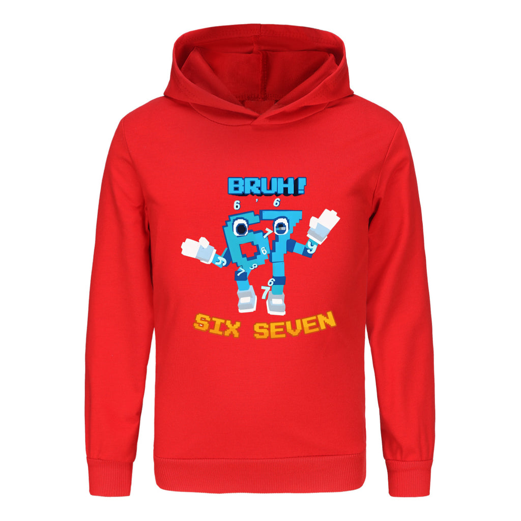 Kids 67 in Steal A Brainrot Costume Cotton Hoodie and Pants Suit Funny Six-Seven Meme Outfit