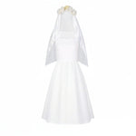 Lucy Wedding Dress White Gown with Veil Set Vault Dweller Costume for Cosplay Party