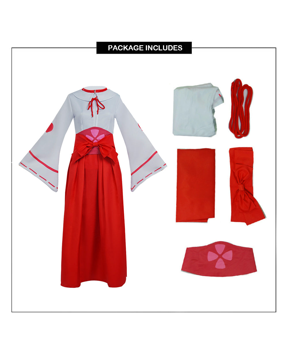 Women TenSura Shuna Costume White Red Kimono Dress for Comic Con Halloween Party