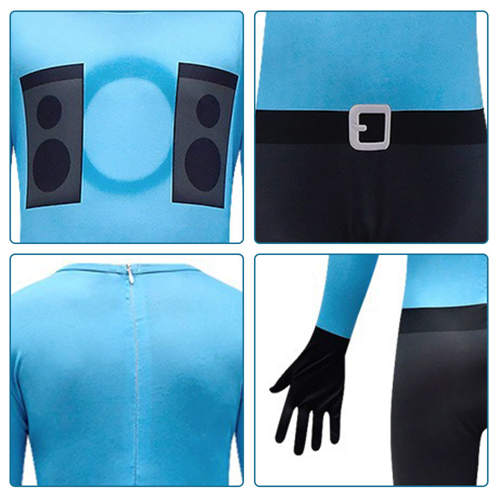 Kids Blue Speaker Man Costume Jumpsuit with Mask 2pcs Suit Halloween Costume