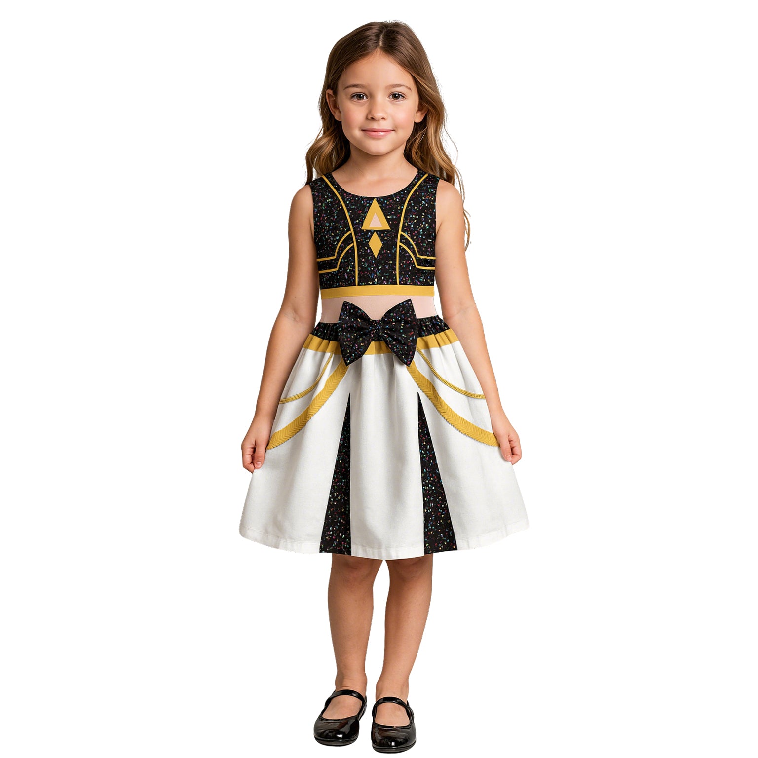 Girls Black Ball Gown Cute Stage Performance Dress and Bag Suit for 4T-10 Years